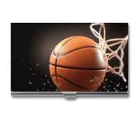 HETVBNS Porte-cartes de visite en métal - Organisateur de cartes de visite professionnel fin - Pour homme ou femme, basket-ball, 9,4 x 5,6 x 0,8 cm, décontracté, Basketball, 3.7 × 2.2 × 0.3 Inches