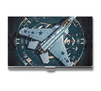 HETVBNS Porte-cartes de visite en métal pour cartes de visite Air Force Fighter Jet - Organiseur professionnel fin pour cartes de crédit, cartes d'identité - Pour homme ou femme, Air Force Fighter Jet