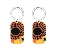 HETVBNS Porte-clés abeilles et tournesols imprimé double face, porte-clés en métal durable, porte-clés tendance en acier inoxydable pour sac à dos, sac à main, accessoire élégant