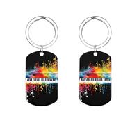 HETVBNS Porte-clés coloré en forme de clavier de piano imprimé double face, porte-clés en métal durable, porte-clés tendance en acier inoxydable pour sac à dos, sac à main, accessoire élégant