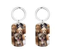 HETVBNS Porte-clés en forme de chien mignon imprimé double face, porte-clés en métal durable, porte-clés tendance en acier inoxydable pour sac à dos, sac à main, accessoire élégant