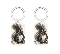 HETVBNS Porte-clés en forme de mouffette en acier inoxydable double face personnalisé avec clip pour photo, porte-clés, porte-clé, organisateur de porte-clés, cadeaux