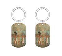 HETVBNS Porte-clés femme en Égypte ancienne imprimé double face, porte-clés en métal durable, porte-clés tendance en acier inoxydable pour sac à dos, sac à main, accessoire élégant