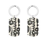 HETVBNS Porte-clés imprimé africain double face, porte-clés en métal durable, porte-clés tendance en acier inoxydable pour sac à dos, sac à main, accessoire élégant