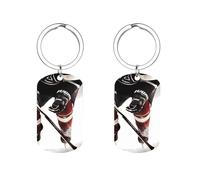 HETVBNS Porte-clés motif hockey sur glace imprimé double face, porte-clés en métal durable, porte-clés tendance en acier inoxydable pour sac à dos, sac à main, accessoire élégant
