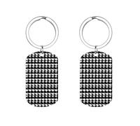 HETVBNS Porte-clés motif pied-de-poule noir imprimé double face, porte-clés en métal durable, porte-clés tendance en acier inoxydable pour sac à dos, sac à main, accessoire élégant