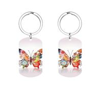 HETVBNS Porte-clés papillon musical imprimé double face, porte-clés en métal durable, porte-clés tendance en acier inoxydable pour sac à dos, sac à main, accessoire élégant