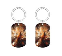 HETVBNS Porte-clés phénix abstrait imprimé double face, porte-clés en métal durable, porte-clés tendance en acier inoxydable pour sac à dos, sac à main, accessoire élégant