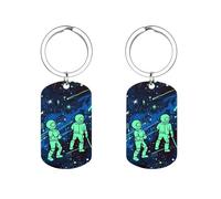 HETVBNS Porte-clés phosphorescent imprimé double face, en métal durable, porte-clés tendance en acier inoxydable pour sac à dos, sac à main, accessoire élégant