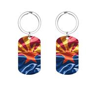 HETVBNS Porte-clés standard avec drapeau de l'Arizona imprimé double face, porte-clés en métal durable, porte-clés tendance en acier inoxydable pour sac à dos, sac à main, accessoire élégant