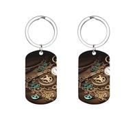 HETVBNS Porte-clés Steampunk en acier inoxydable avec impression double face et durable pour sac à dos, sac à main, accessoire élégant