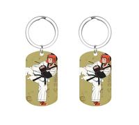 HETVBNS Porte-clés Taekwondo, en acier inoxydable durable, imprimé double face, pour homme et femme