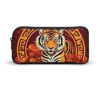 HETVBNS Prosperity in The Year of The Tiger Trousse à crayons de grande capacité avec fermeture éclair, durable, petite trousse à cosmétiques portable pour bureau, voyage