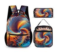 HETVBNS Sac à dos coloré 3 pièces, sac à dos isotherme durable, trousse à crayons portable pour homme et femme