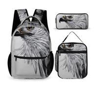 HETVBNS Sketching An Eagle Lot de 3 sacs à dos durables isothermes pour homme et femme
