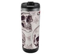 HETVBNS Sketchy Skulls Gobelet en acier inoxydable de 355 ml avec couvercle, tasse à café portable, étanche, isotherme, tasse de voyage pour boissons chaudes/froides, salle de sport et bureau