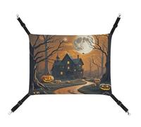 HETVBNS Spooky Hamac d'Halloween pour chats et chiens, hamac à suspendre en toile douce et respirante avec sangles réglables, lit suspendu confortable et durable pour animaux de compagnie de petite et