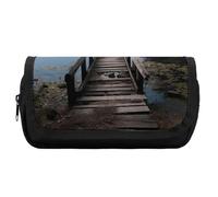 HETVBNS The Water Trousse à crayons en bois extra large, double couche avec fermeture éclair, trousse à cosmétiques portable pour voyage, organisateur de papeterie de bureau pour homme et femme