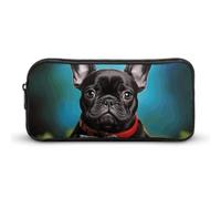 HETVBNS Trousse à crayons avec motif bouledogue français avec grande capacité à fermeture éclair, organiseur durable, petite trousse de maquillage portable pour bureau, voyage