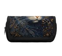 HETVBNS Trousse à crayons dessin d'un chat extra large, double couche avec fermeture éclair, trousse à cosmétiques portable pour voyage, organisateur de papeterie de bureau pour femmes et hommes