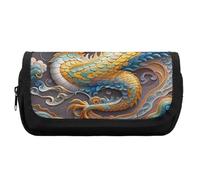 HETVBNS Trousse à crayons Dragon Art extra large, double couche avec fermeture éclair, trousse de maquillage portable pour voyage, organisateur de papeterie de bureau pour femmes et hommes