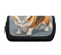 HETVBNS Trousse à crayons extra large à motif Corgi avec fermeture éclair, trousse à maquillage portable pour voyage, papeterie de bureau pour homme et femme