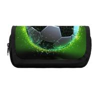 HETVBNS Trousse à crayons extra large avec fermeture éclair - Motif ballon de football - Trousse à maquillage portable pour voyage, papeterie de bureau pour homme et femme