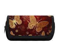 HETVBNS Trousse à crayons extra large avec fermeture éclair - Motif cœurs dorés - Pour la Saint-Valentin - Pour voyage, bureau - Pour homme et femme