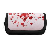 HETVBNS Trousse à crayons extra large avec fermeture éclair - Motif cœurs rouges - Trousse à maquillage portable pour voyage, papeterie de bureau pour homme et femme