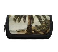 HETVBNS Trousse à crayons extra large avec fermeture éclair - Motif palmier tropical - Trousse à maquillage portable pour voyage, papeterie de bureau pour homme et femme