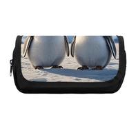 HETVBNS Trousse à crayons extra large avec fermeture éclair, motif pingouins mignons, trousse à maquillage portable pour voyage, organisateur de papeterie de bureau pour homme et femme