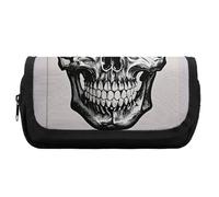 HETVBNS Trousse à crayons extra large avec fermeture éclair, motif tête de mort noire, trousse à maquillage portable pour voyage, organisateur de papeterie de bureau pour homme et femme