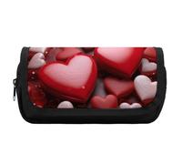 HETVBNS Trousse à crayons extra large avec fermeture éclair pour la Saint-Valentin, motif cœurs d'amour - Trousse à maquillage portable pour voyage, bureau - Pour homme et femme