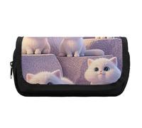 HETVBNS Trousse à crayons extra large avec motif chat mignon et adorable, trousse à crayons double couche avec fermeture éclair, trousse de maquillage portable pour voyage, organisateur de papeterie