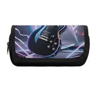HETVBNS Trousse à crayons extra large en forme de guitare électrique magique avec fermeture éclair, trousse à maquillage portable pour voyage, papeterie de bureau pour homme et femme
