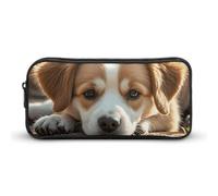 HETVBNS Trousse à crayons Lazy Dog Puppy de grande capacité avec fermeture éclair, durable, petite trousse de maquillage portable pour bureau, voyage