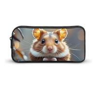 HETVBNS Trousse à crayons mignonne et bizarre en forme de hamster de grande capacité avec fermeture éclair, organiseur durable, petite trousse de maquillage portable pour bureau, voyage