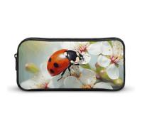 HETVBNS Trousse à crayons papillon et fleur de coccinelle grande capacité avec fermeture éclair, organiseur durable, petite trousse de maquillage portable pour bureau, voyage