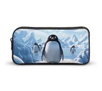 HETVBNS Trousse à crayons Penguin Antarctica Ice de grande capacité avec fermeture éclair, organiseur durable, petite trousse à cosmétiques portable pour bureau, voyage