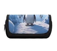 HETVBNS Trousse à crayons Penguin Antarctica Ice extra large, double couche avec fermeture éclair, trousse à maquillage portable pour voyage, organisateur de papeterie de bureau pour homme et femme