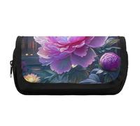 HETVBNS Trousse à crayons pivoine extra large, double couche avec fermeture éclair, trousse de maquillage portable pour voyage, organisateur de papeterie de bureau pour femmes et hommes
