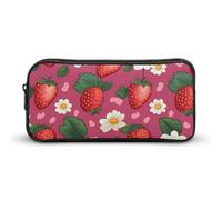 HETVBNS Trousse à crayons rose fraise grande capacité avec fermeture éclair, organiseur durable, petite trousse de maquillage portable pour bureau, voyage