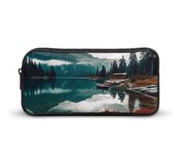 HETVBNS Trousse à crayons Scenic Lake de grande capacité avec fermeture éclair, organiseur durable, petite trousse de maquillage portable pour bureau, voyage