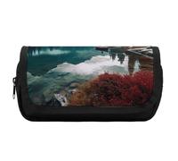HETVBNS Trousse à crayons Scenic Lake extra large, double couche avec fermeture éclair, trousse à cosmétiques portable pour voyage, organisateur de papeterie de bureau pour homme et femme