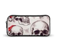 HETVBNS Trousse à crayons Sketchy Skulls de grande capacité avec fermeture éclair, durable, petite trousse de maquillage portable pour bureau, voyage