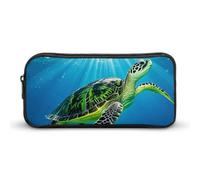 HETVBNS Trousse à crayons Turtle Swimming in The Sea de grande capacité avec fermeture éclair, durable, petite trousse de maquillage portable pour bureau, voyage