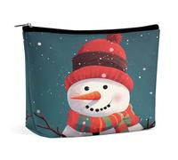 HETVBNS Trousse de maquillage de voyage portable pour femme - Bonhomme de neige - Trousse de maquillage avec fermeture éclair - Étanche - Ouverte - Jolie trousse de maquillage pour accessoires de