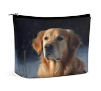 HETVBNS Trousse de maquillage de voyage portable pour femme Golden Retriever - Trousse de maquillage avec fermeture éclair - Étanche - Ouverte - Jolie pochette de maquillage pour accessoires de voyage