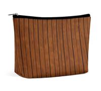 HETVBNS Trousse de maquillage de voyage portable pour femme - Motif bois marron - Trousse de maquillage avec fermeture éclair - Étanche - Ouverte - Jolie trousse de maquillage pour accessoires de