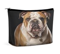 HETVBNS Trousse de maquillage de voyage portable pour femme - Motif bouledogue anglais - Avec fermeture éclair - Étanche - Ouverte - Jolie trousse de maquillage pour accessoires de voyage